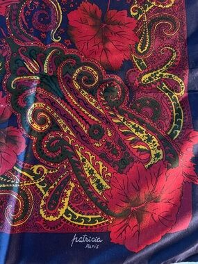 Patricia Paris Floral Paisley Silk Scarf in Red, Navy, Yellow